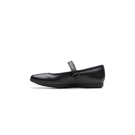 Clarks Girls Dance Wish Kid. Black (Wide Fit)
