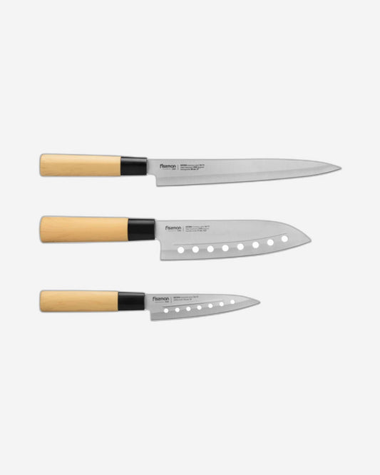 Fissman Knife Katana Non-Stick 3Pc Brown/Silver 32.5cm