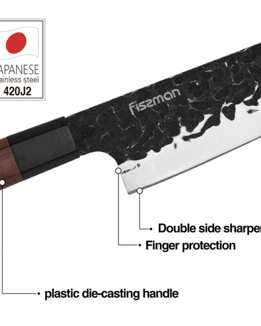 Fissman 6 Piece Knife Set Kendo Series X30Cr13 Steel, 8" Chef Knife, 5"5 Utility, 3.5" Pairing Knife, Magnet Bar, And Sharpener