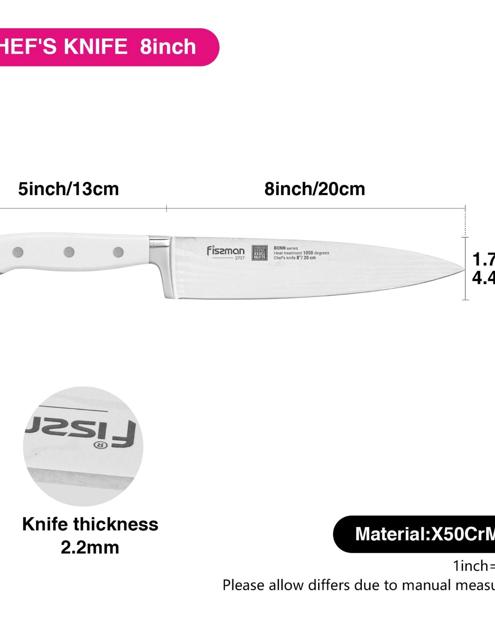 Fissman 8'' Chef`s Knife Bonn - X50CrMoV15 steel