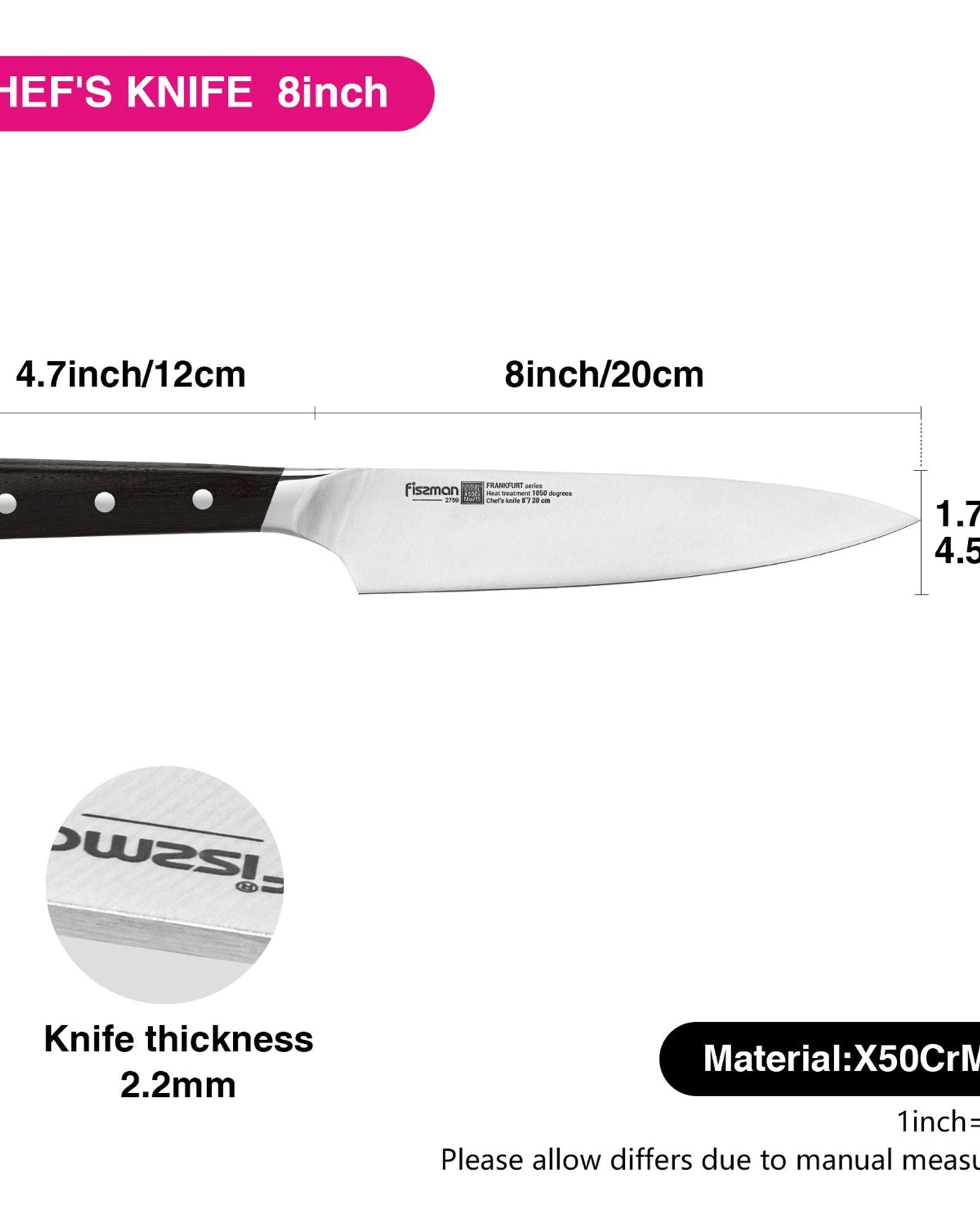 Fissman 8'' Chef's Knife FrankFruit - steel X50Cr15MoV