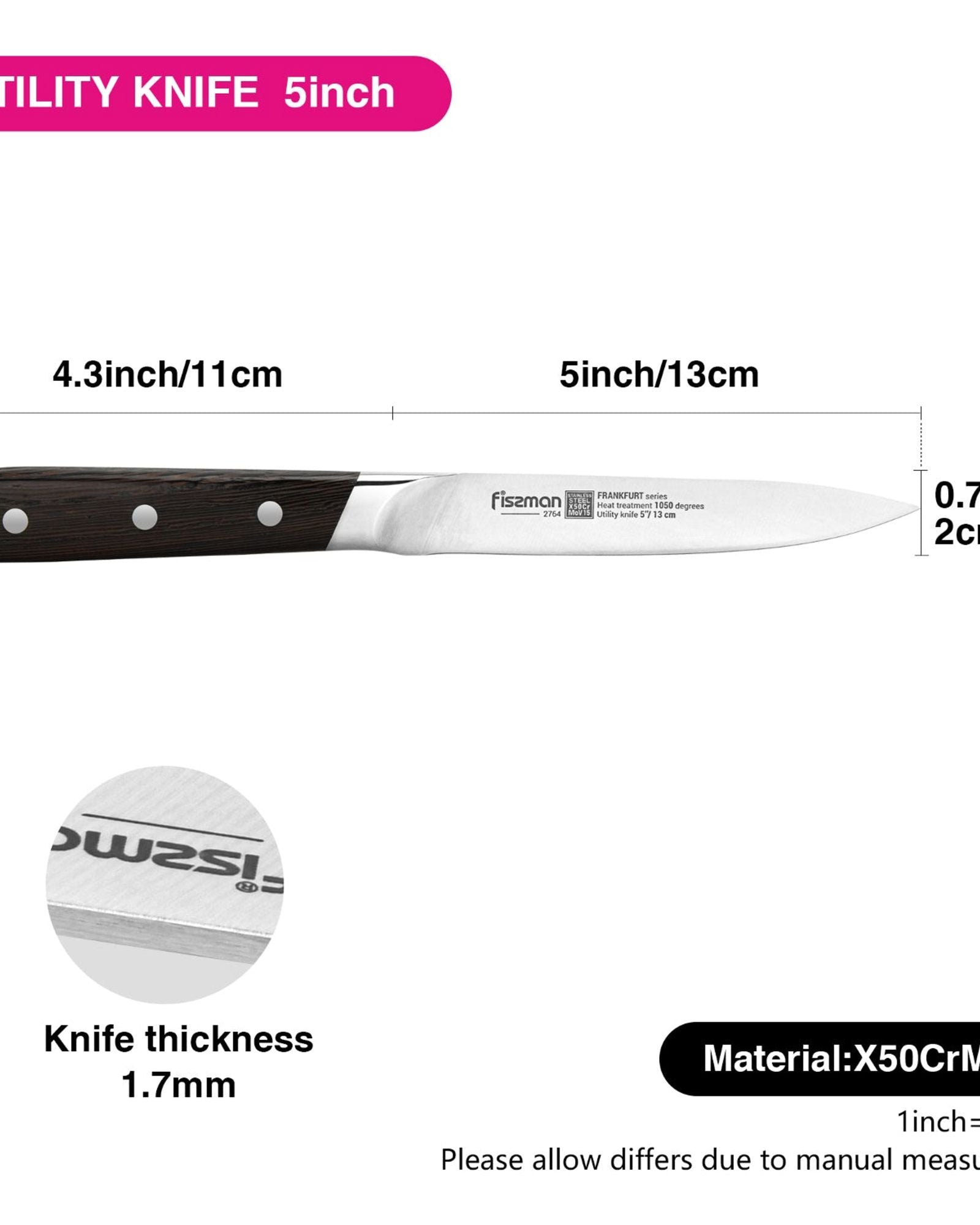 Fissman 5'' Utility Knife FrankFruit - steel X50Cr15MoV