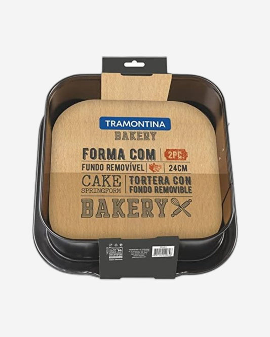 Tramontina Brazil 24cm Black Aluminum Baking Cake Pan with Removable Bottom with Interior and Exterior Starflon Max PFOA Free Nonstick Coating
