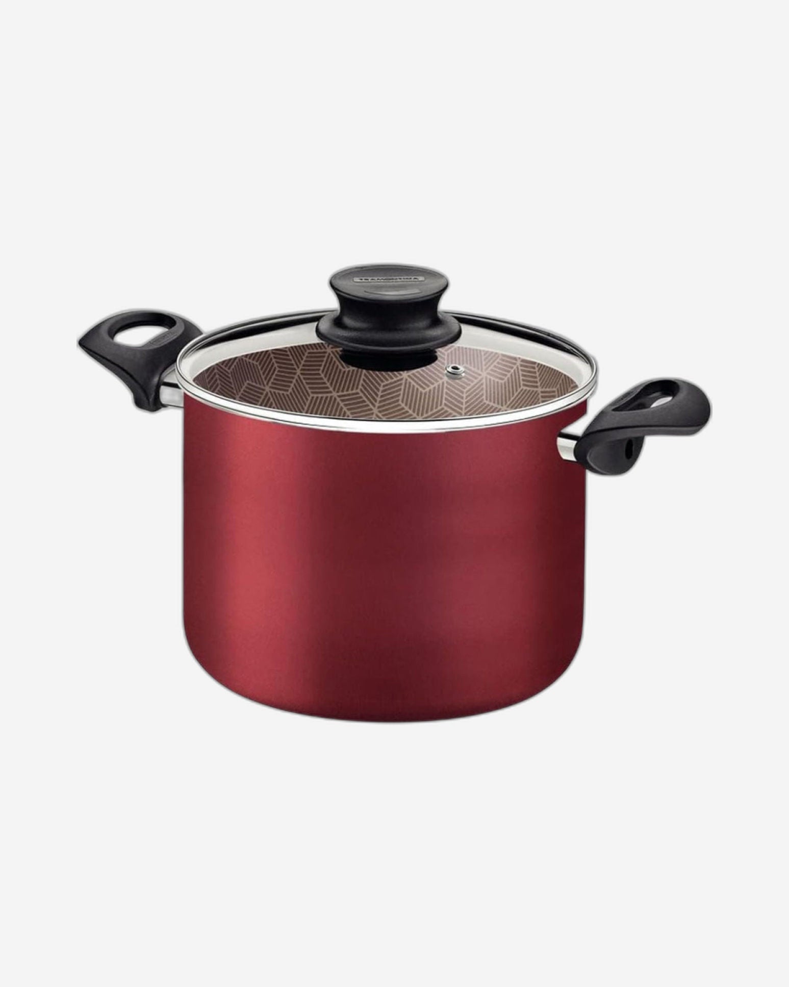 Tramontina Brazil Paris Red Aluminum 26cm Stock Pot with Interior and Exterior Starflon Max Red PFOA Free Nonstick Coating