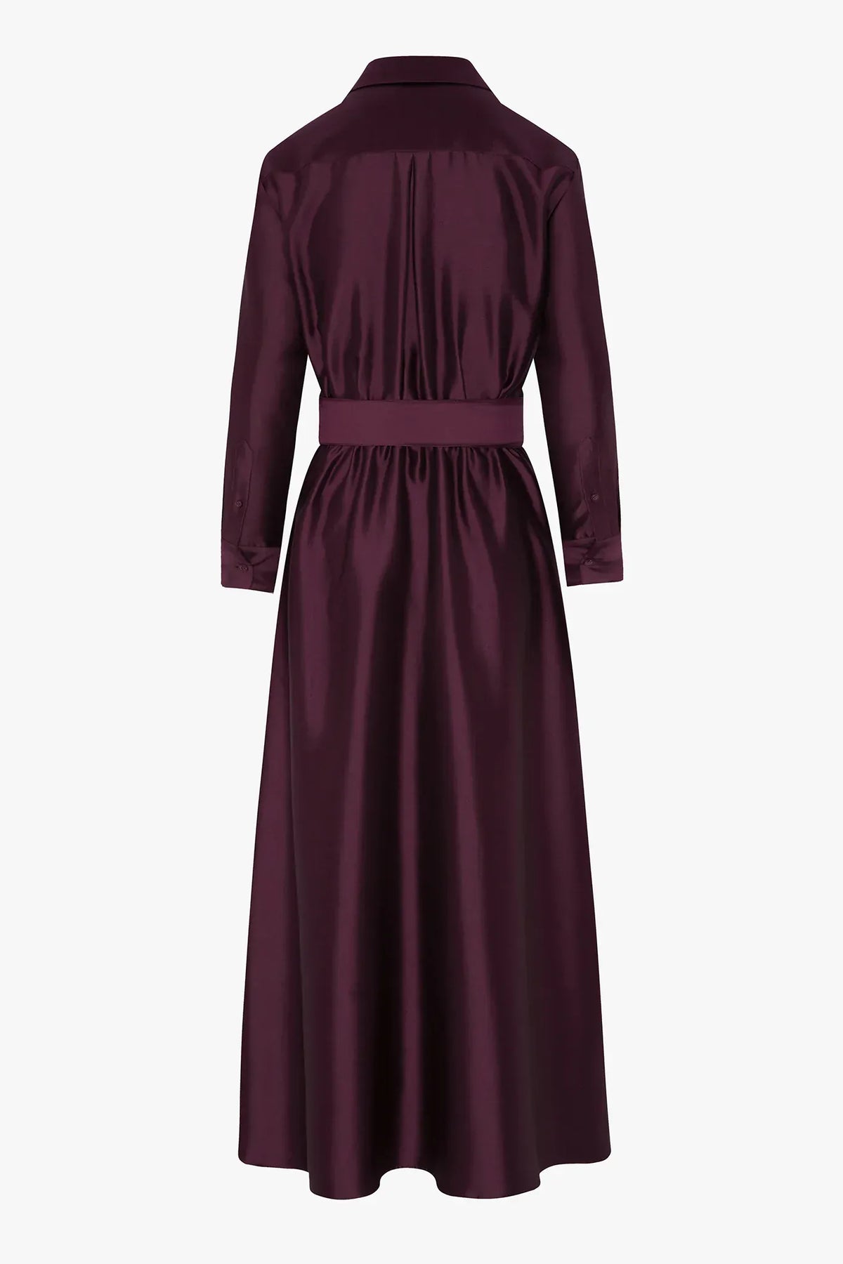 Isla Wool Silk Shirt Dress in Berry