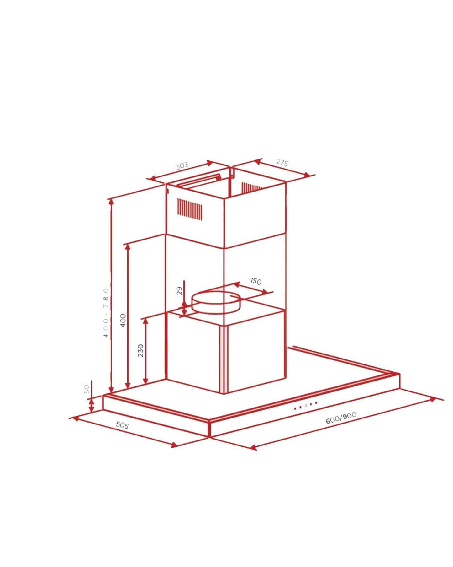 Hoover 90Cm Built-In T-Shape Hood