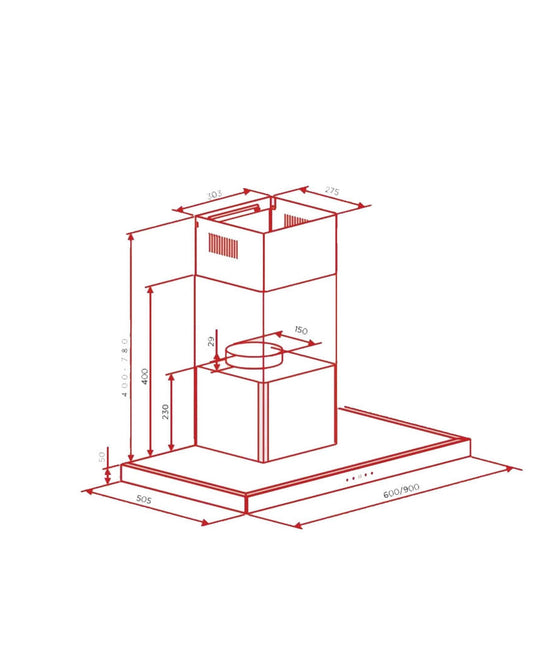 Hoover Built-In T-Shape Cooker Hood, 90 cm – HTH-A90-SBI (ESMA Certified)