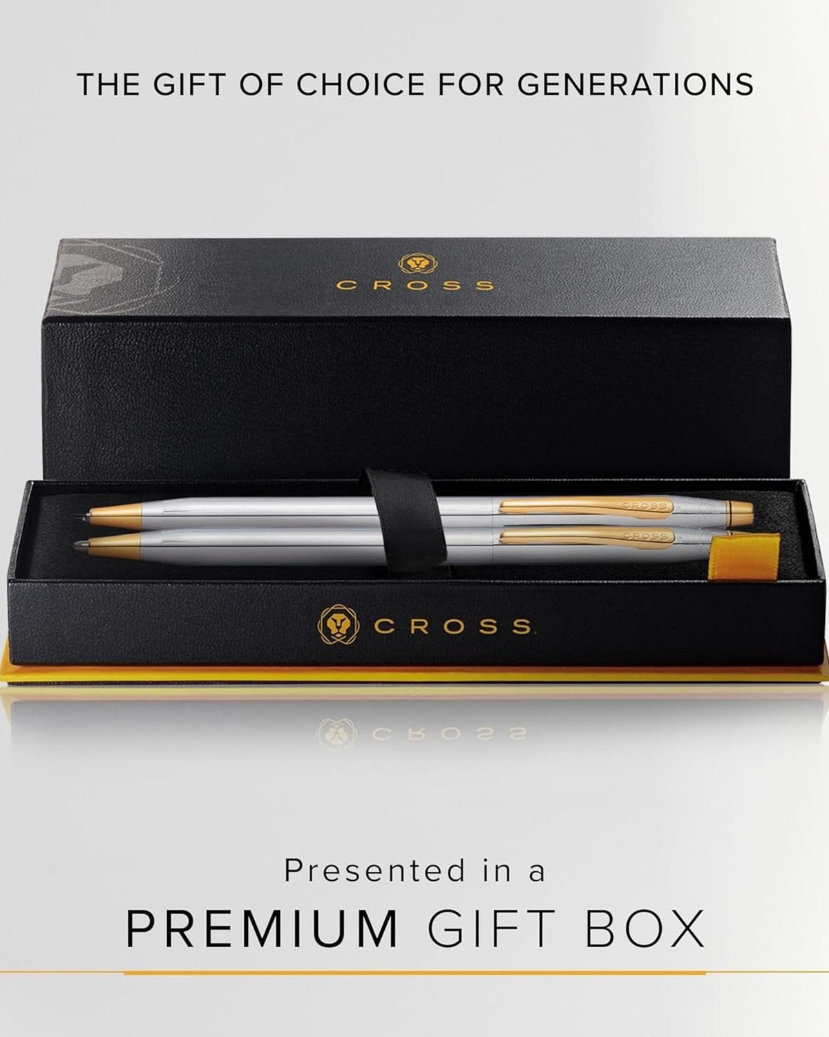 Cross Classic Century Chrome Gold Plated Ballpoint Pen Set