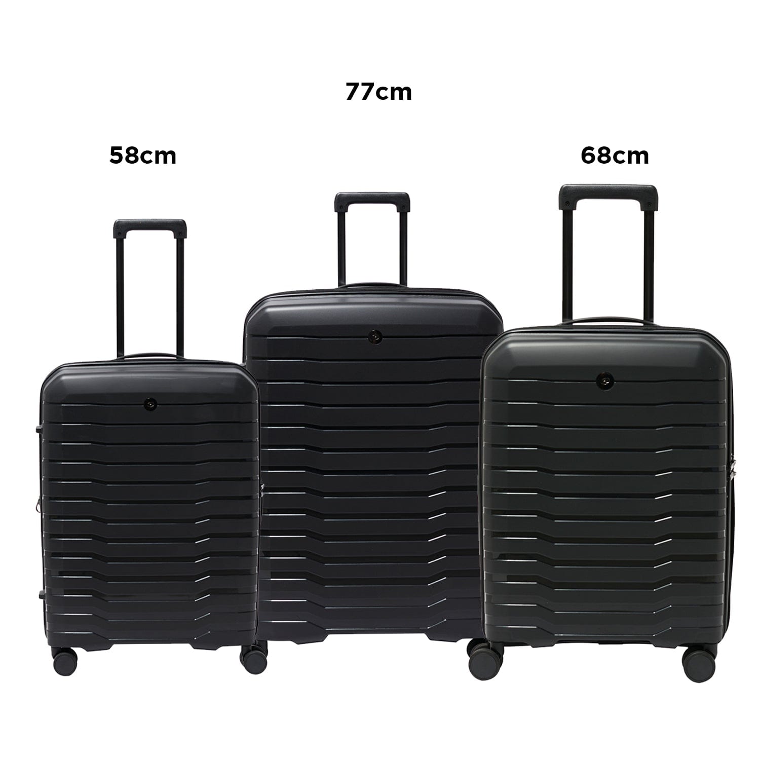 Echolac Lordnorth 58+68+77Cm Hardcase Expandable 4 Double Wheel 3 Piece Luggage Trolley Set