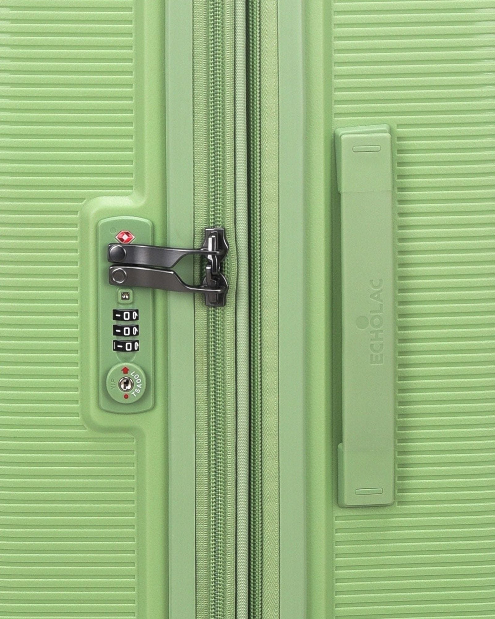 Echolac Forza 55+65+75cm Hardcase 4 Double Wheel Expandable Cabin & Check-In Luggage Trolley Set Reef Green