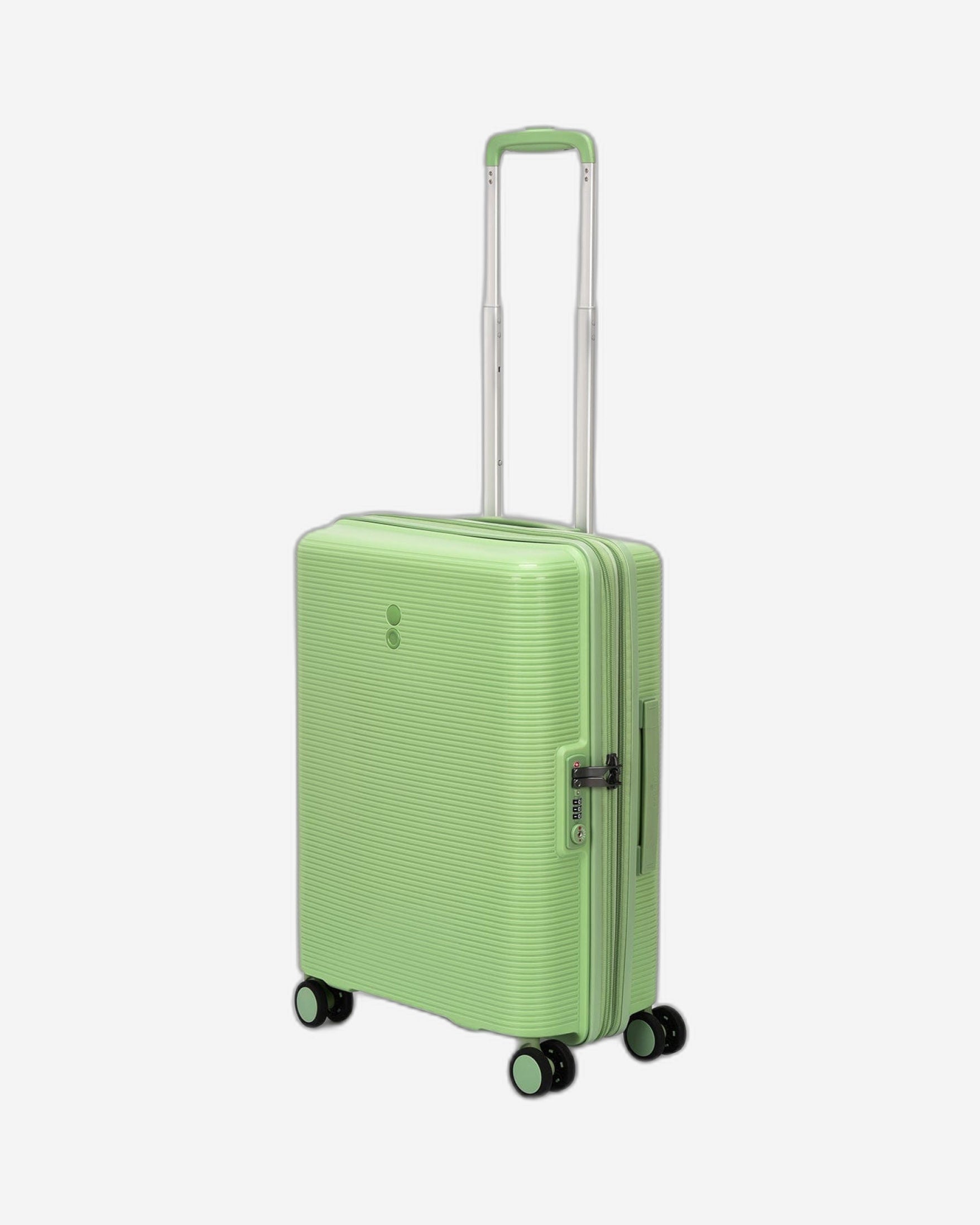 Echolac Forza 55+65+75cm Hardcase 4 Double Wheel Expandable Cabin & Check-In Luggage Trolley Set Reef Green