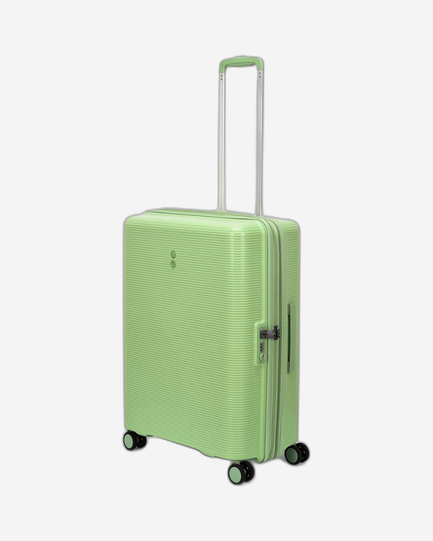 Echolac Forza 55+65+75cm Hardcase 4 Double Wheel Expandable Cabin & Check-In Luggage Trolley Set Reef Green