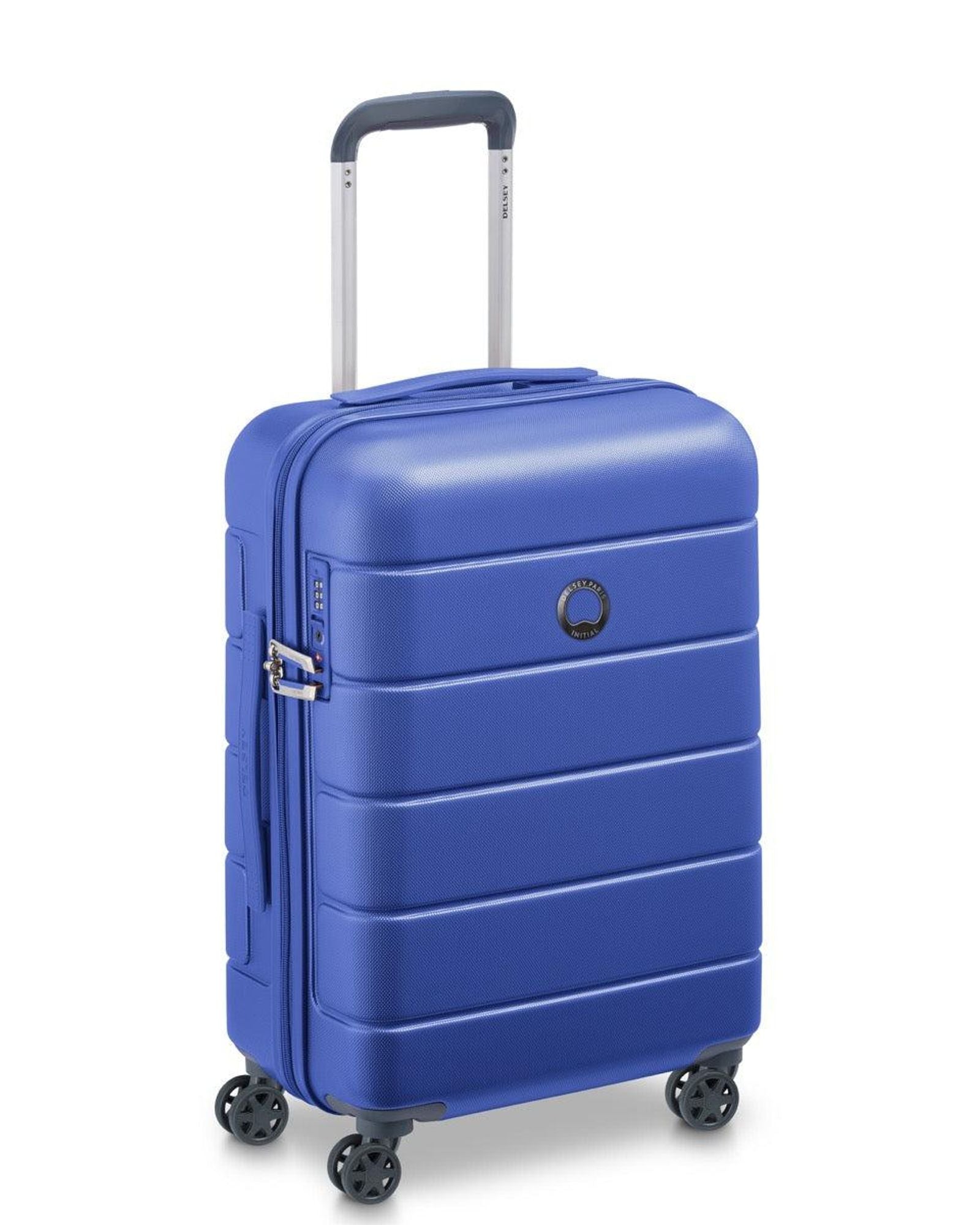 Delsey Paris Lagos 2Piece Set 55+76Cm Hardcase 4 Double Wheel Cabin & Check-In Luggage Trolley Deep Blue + Free Agreable Backpack