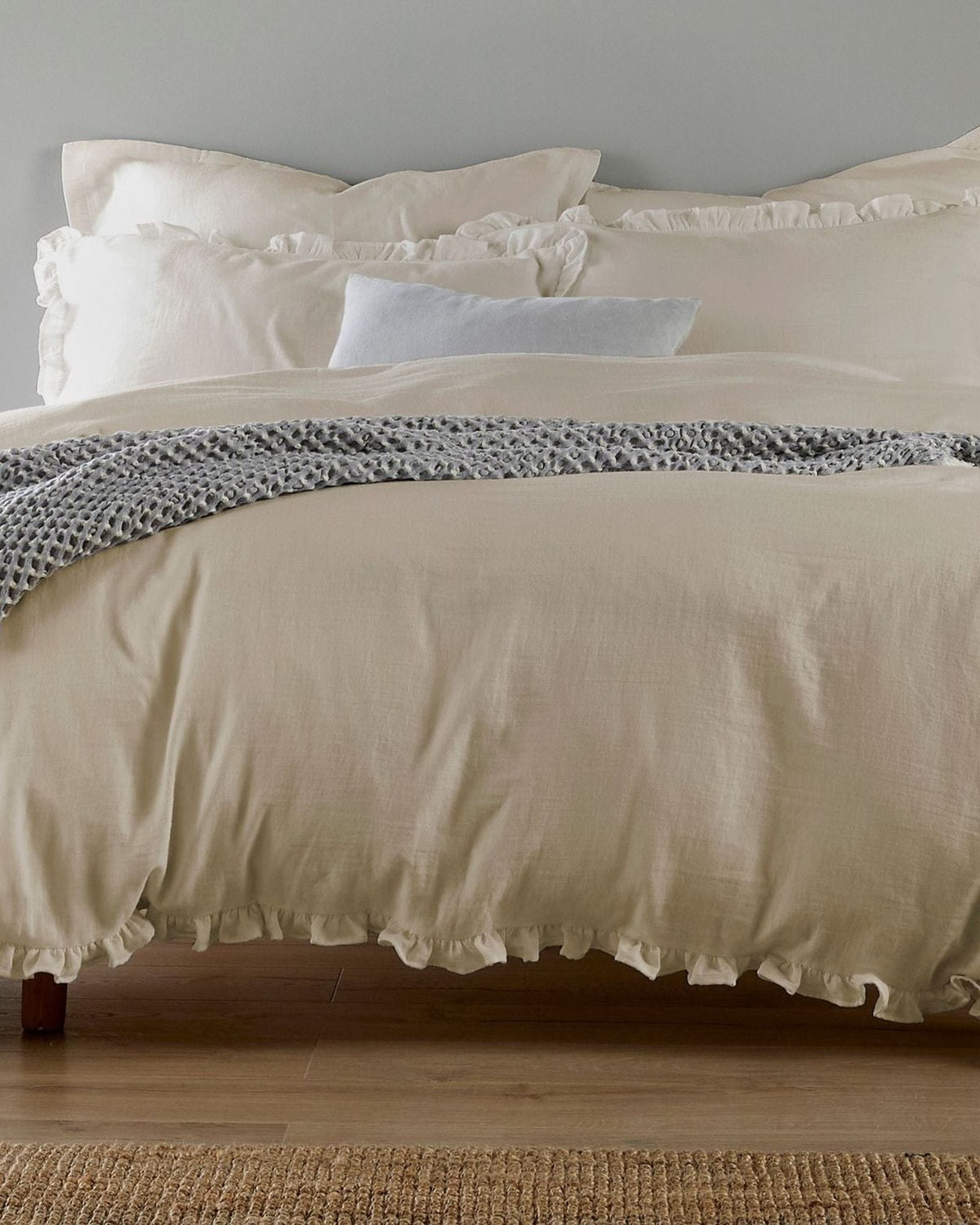 Christy Organic Cotton Retreat Ruffle Duvet Cover Oat