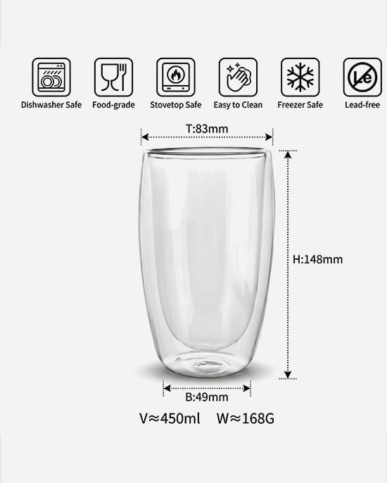 Cuisine Art Borosilicate Double Wall Glass Set 450ml 2Pc