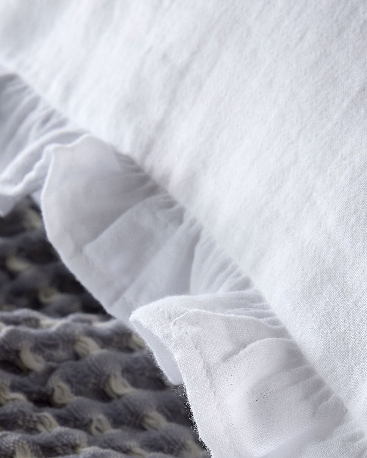 Christy Organic Cotton "Retreat Ruffle" Plain Dyed Duvet Cover Sets in White