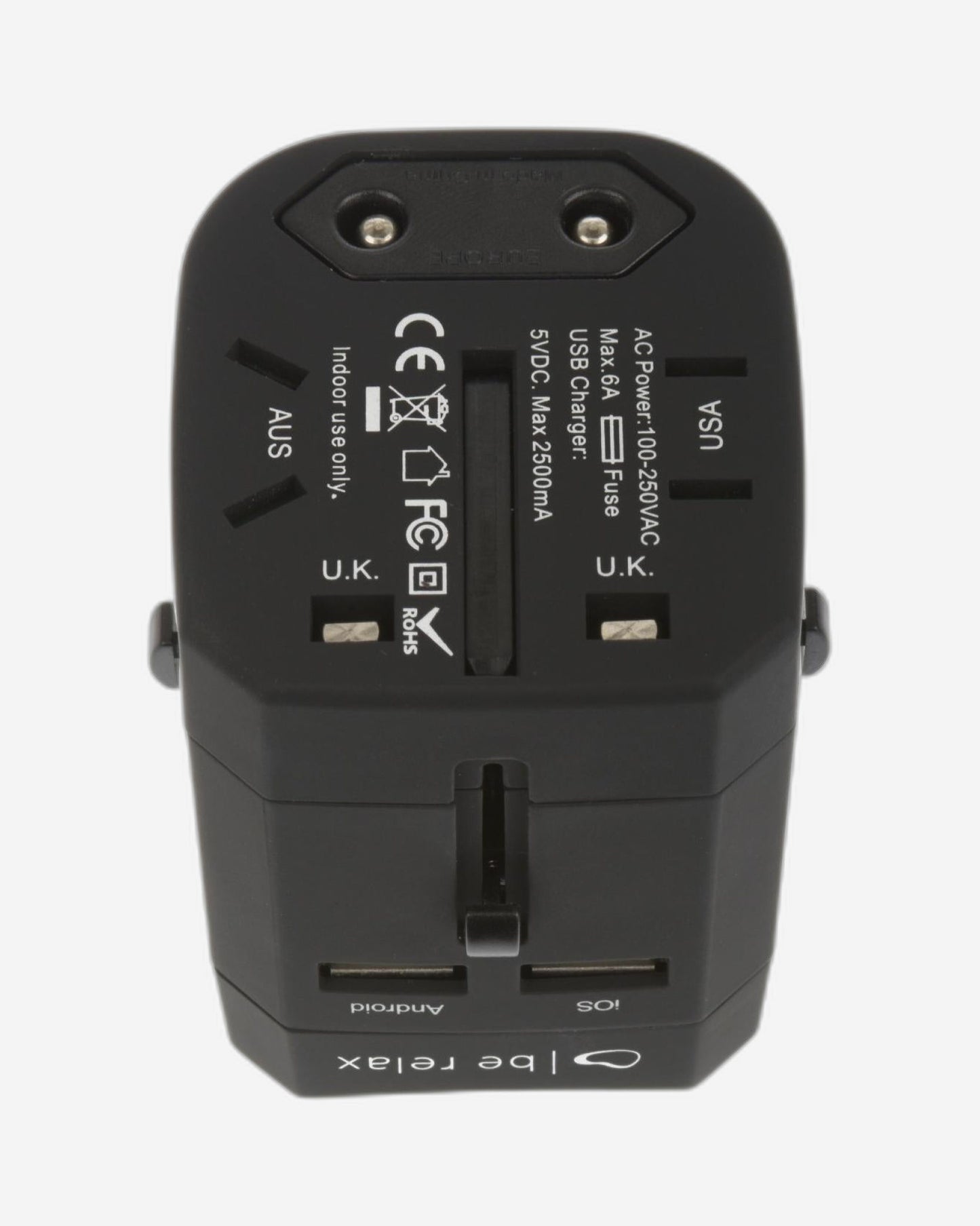 Be Relax Worldwide Travel Adapter - Black