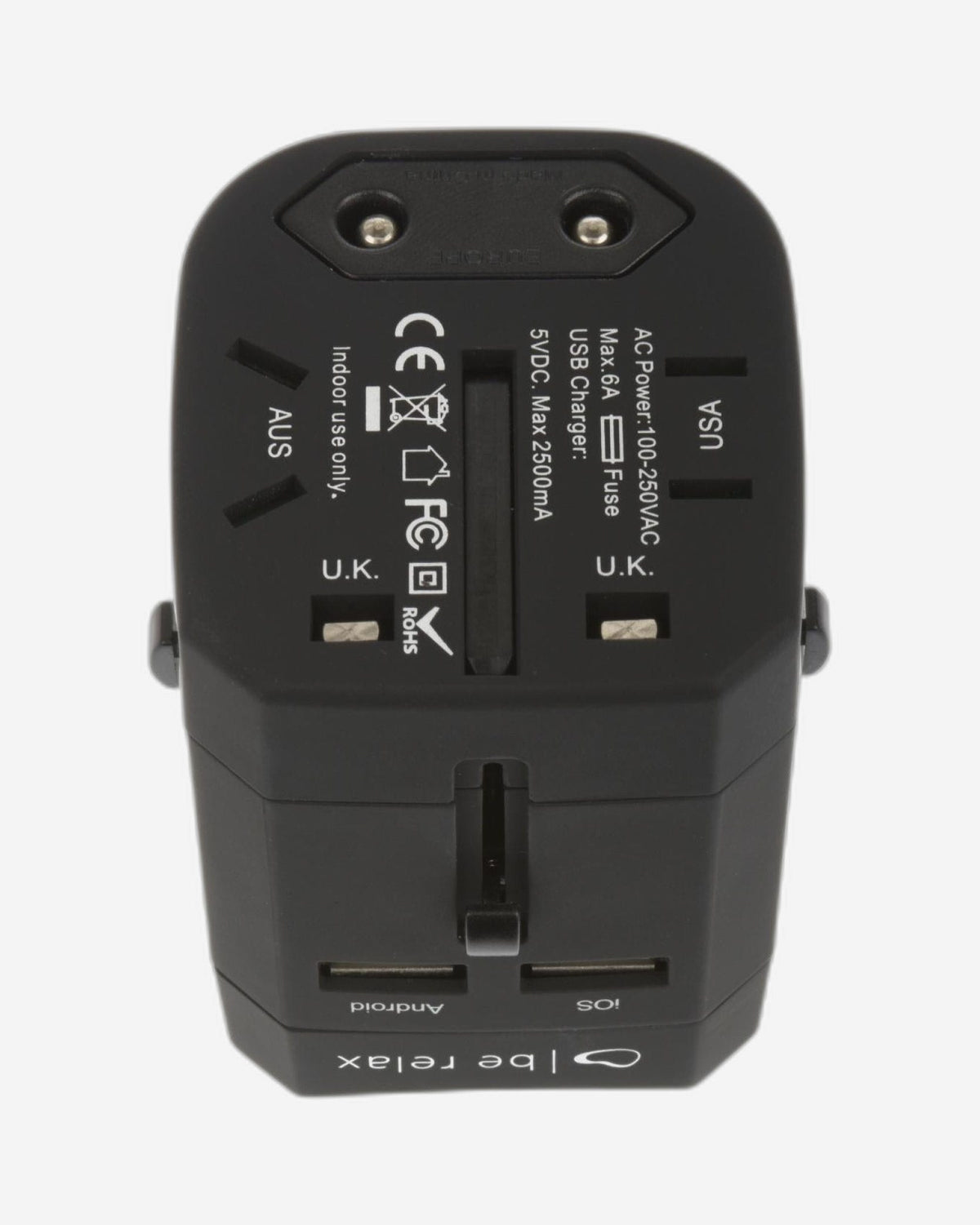 Be Relax Worldwide Travel Adapter - Black