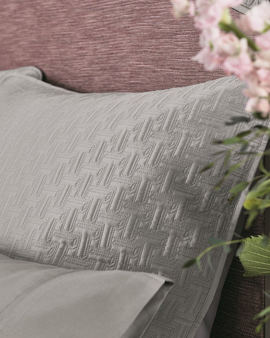 Ted Baker "T" Quilted Bedspread and Pillow Shams in Silver