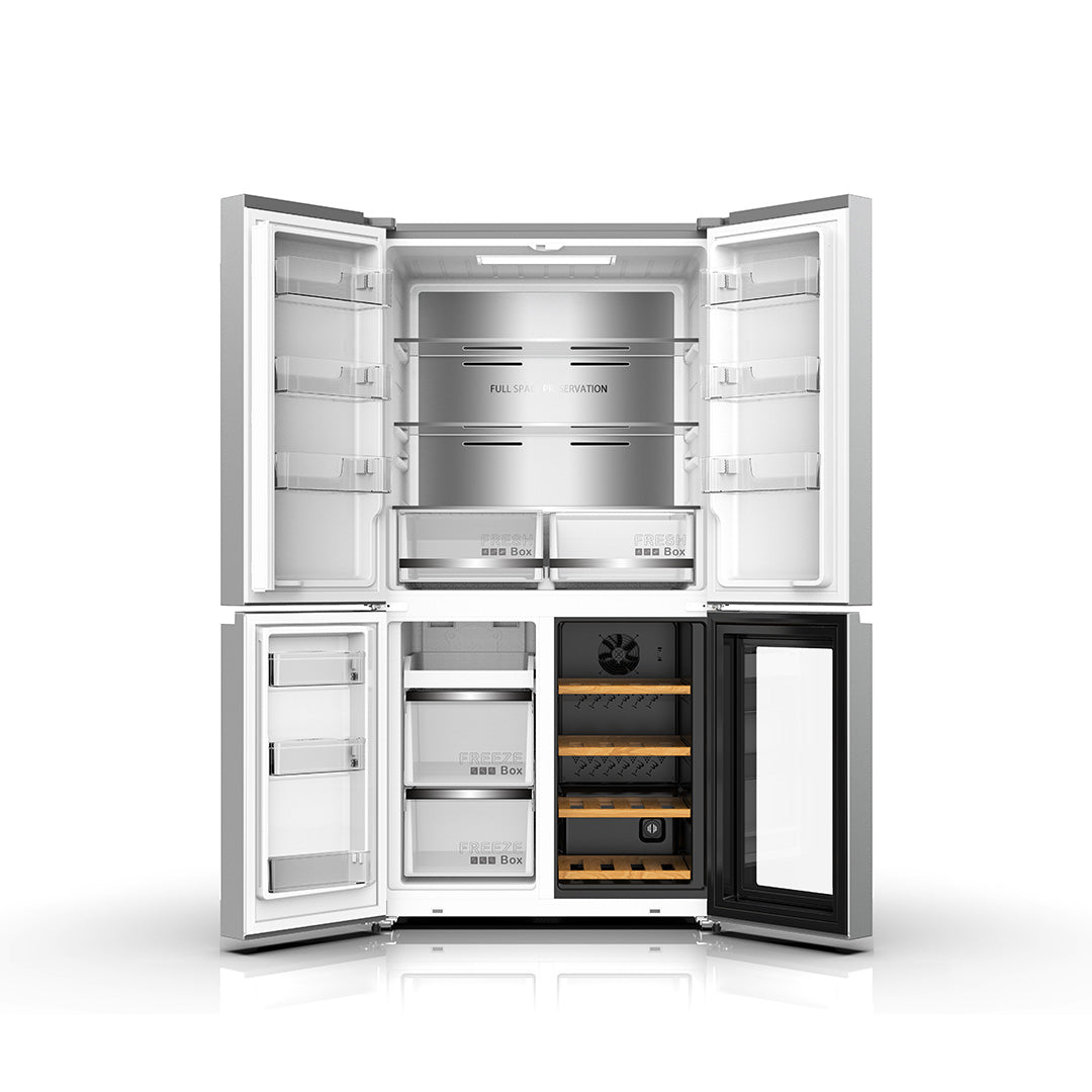 Hoover 755L Silver Frost Cross Door Refrigerator with Beverage Cooler