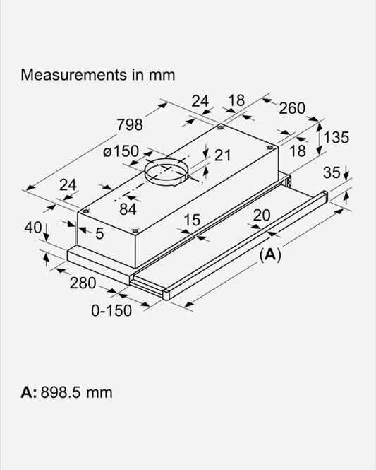 Bosch Telescopic Cooker Hood Hidden LED