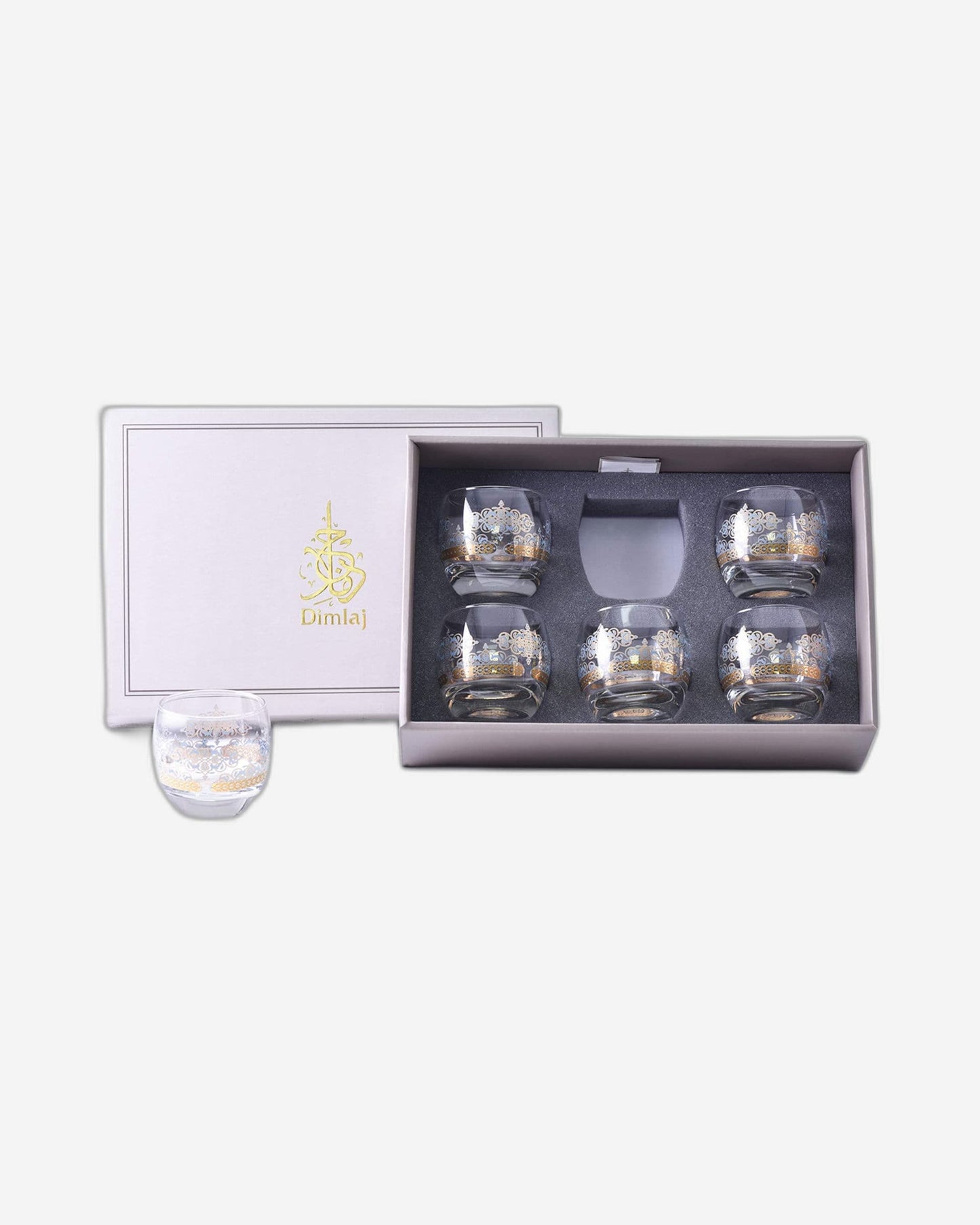 Dimlaj Rayhan Short Tumblers 6Pc Gold & Blue