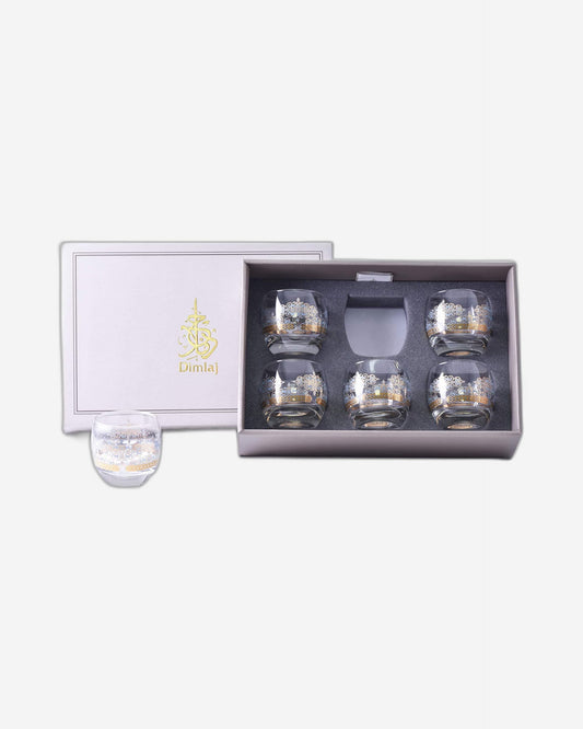 Dimlaj Rayhan Short Tumblers 6Pc Gold & Blue