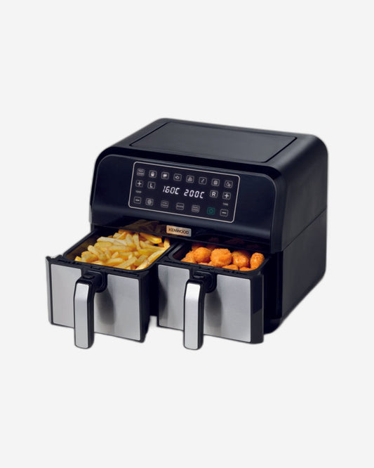 KENWOOD Digital Twin Air Fryer 1.7KG+1.7KG 4L+4L XXXL Capacity with DualZone Technology & Dual Frying Baskets for Frying, Grilling, Broiling, Roasting, Baking, Toasting & Reheating HFM75.000MB Black