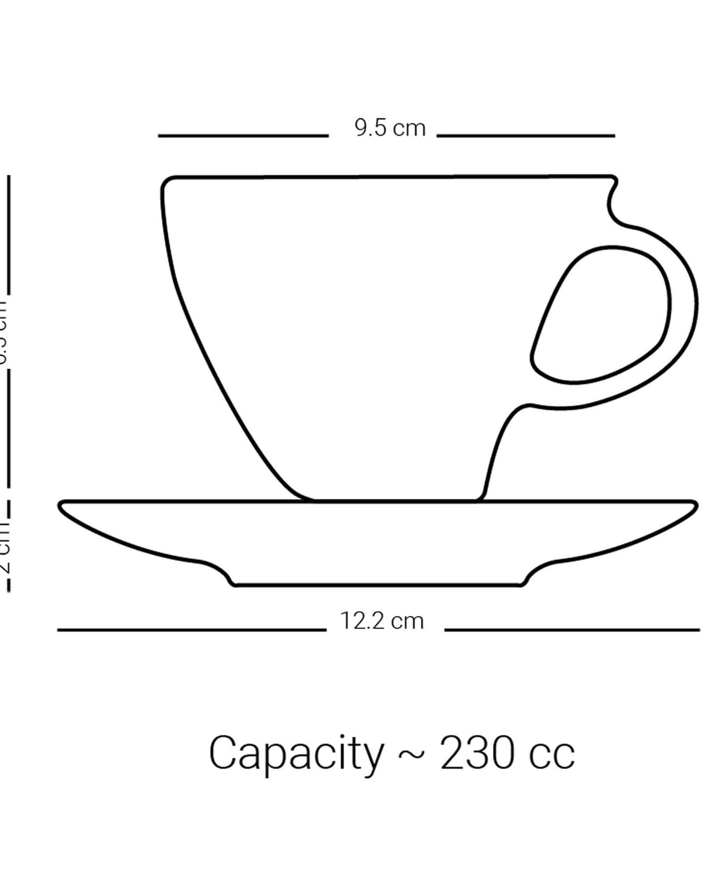 Dimlaj Melange Tea Cups & Saucers 6Pc Platinum & Blue