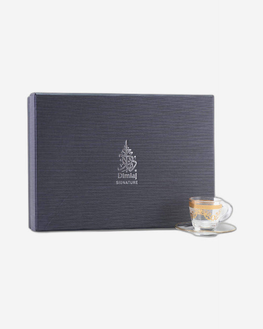 Dimlaj Trina Set of 6 Pcs Coffee Cups and Saucers (Gold)