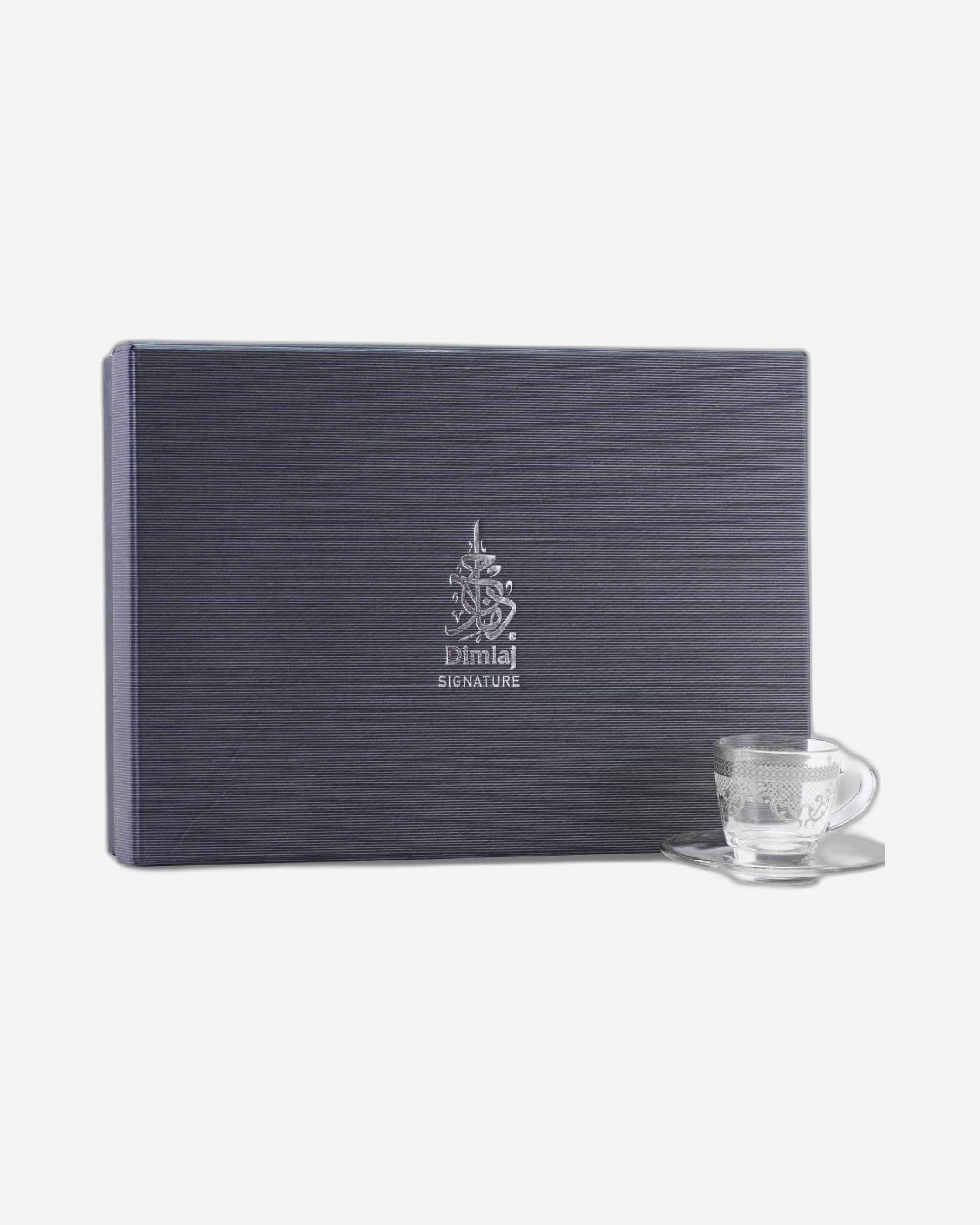 Dimlaj Trina Set of 6 Pcs Coffee Cups and Saucers (Platinum)