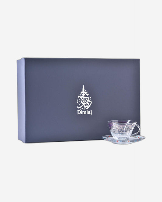 Dimlaj Suroor Set of 6 Pcs Tea Cups and Saucers (Platinum)