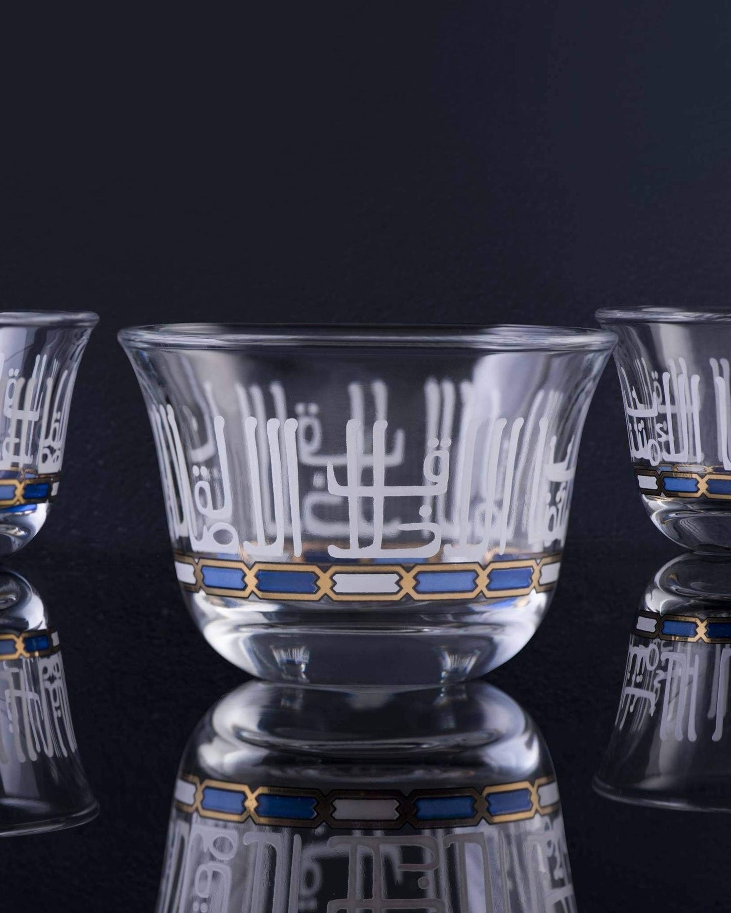 Dimlaj Asala Cawa Cups 6Pc Gold & Blue