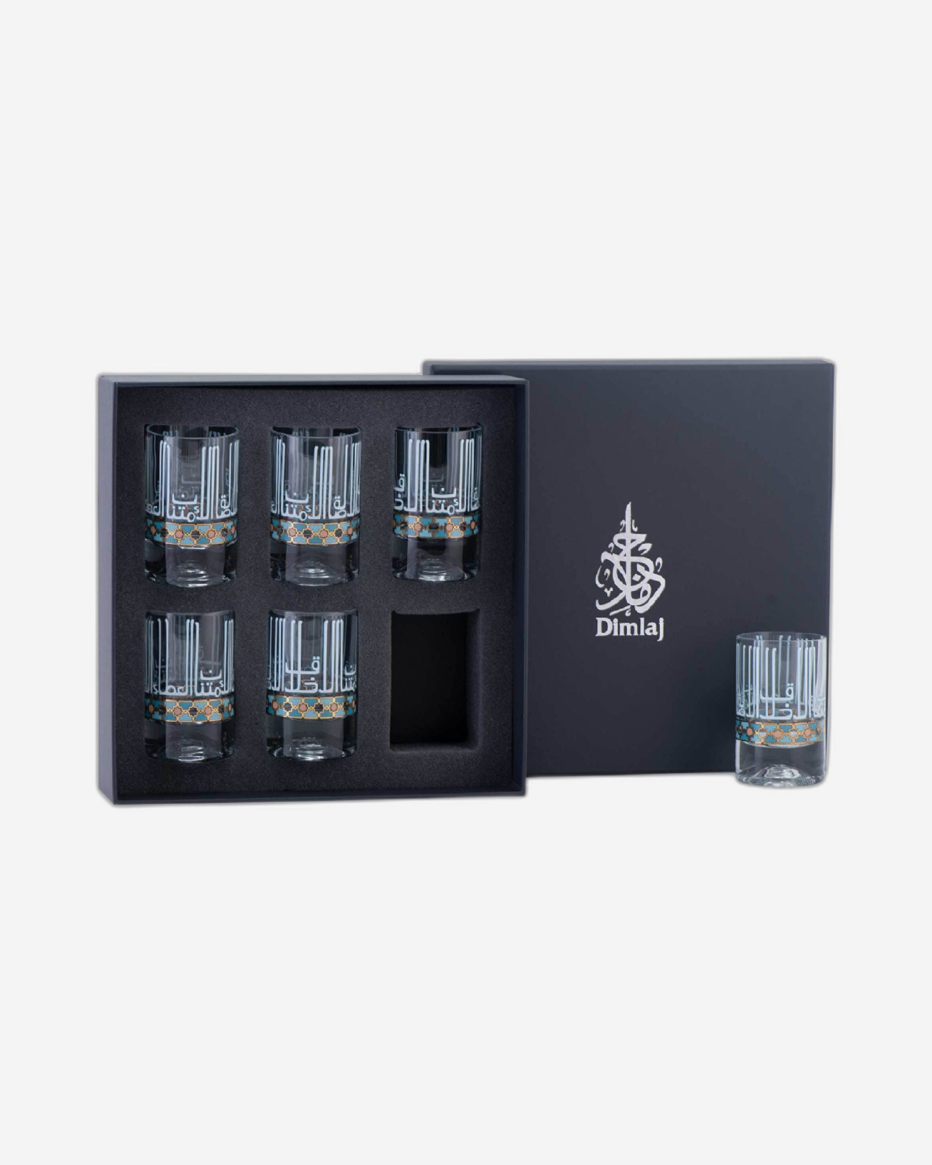 Dimlaj Asala Set of 6 Pcs Short Tumblers (Gold & Green)