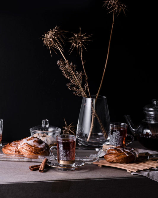 Dimlaj Abraj Set of 6 Pcs Tea Cups and Saucers (Gold)