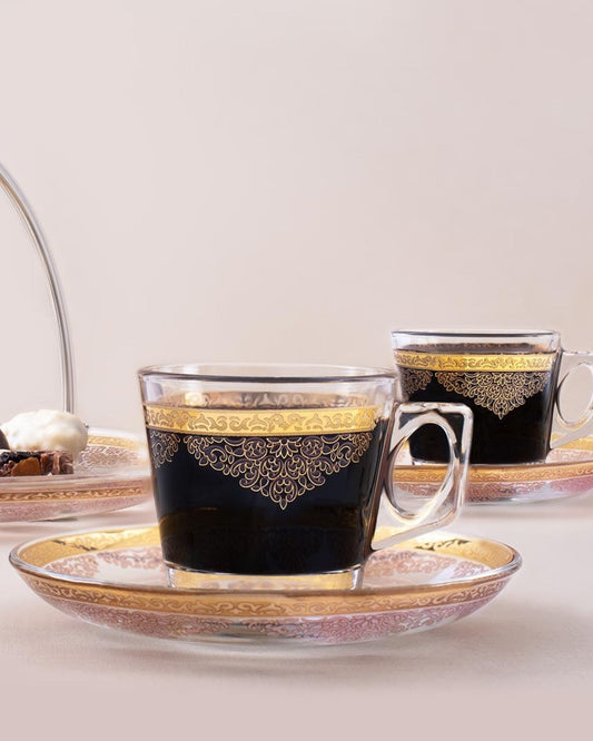 Dimlaj Selena Set of 6 Pcs Espresso Set (Gold & Pink)
