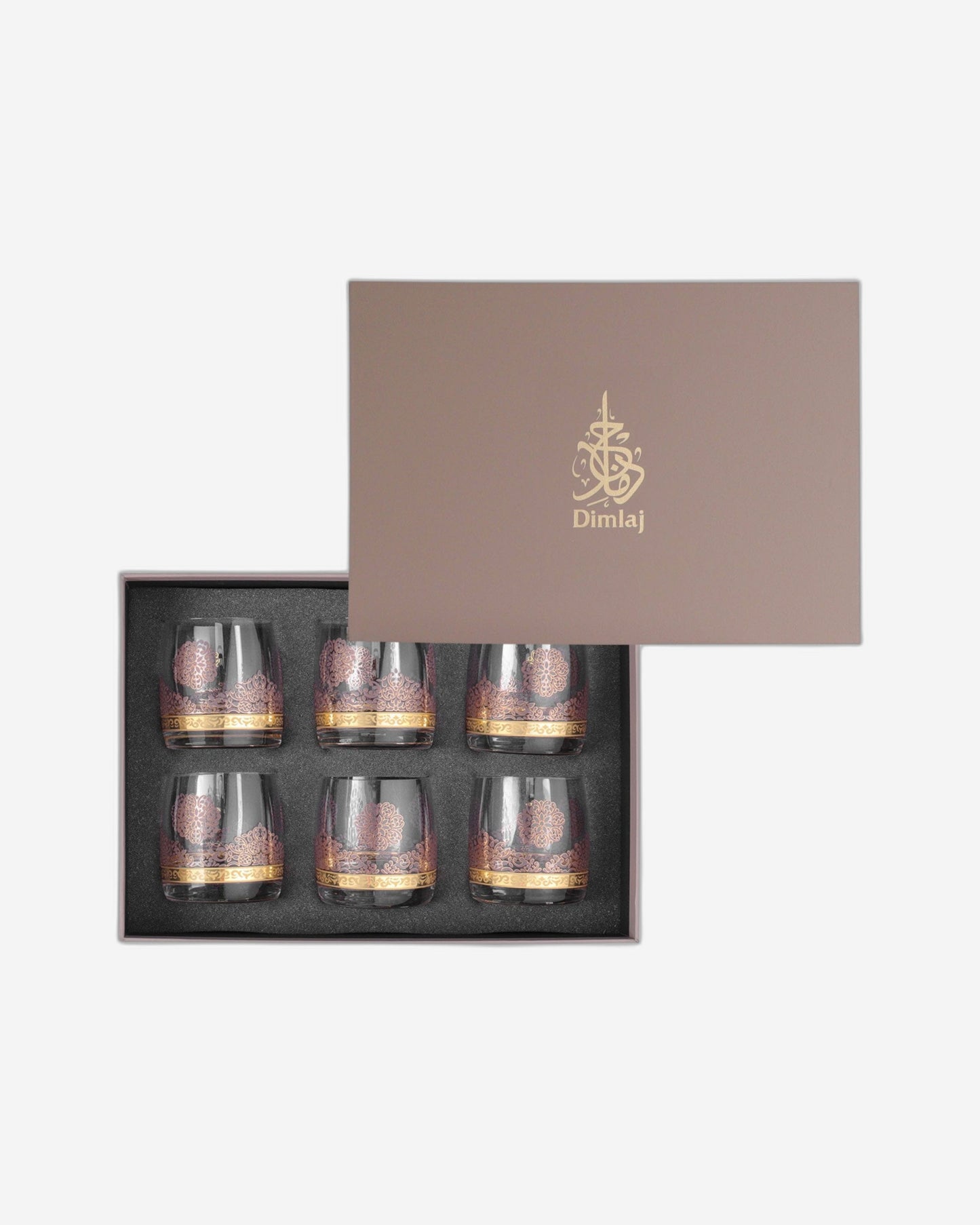 Dimlaj Selena Short Tumblers 6Pc Gold & Pink