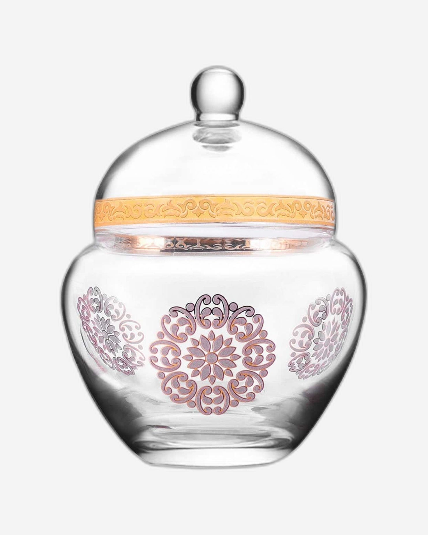 Dimlaj Selena Serving Bowl with Lid (Gold & Pink)