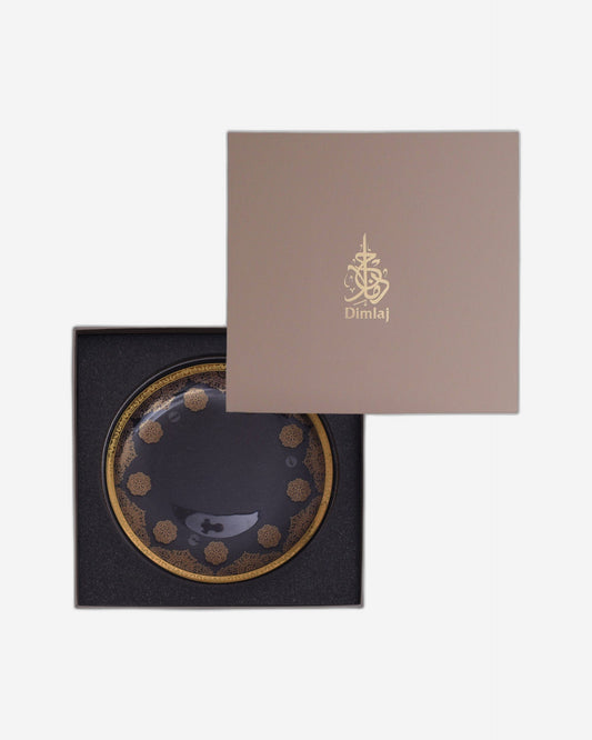 Dimlaj Selena Serving Tray with Handle (Gold & Pink)