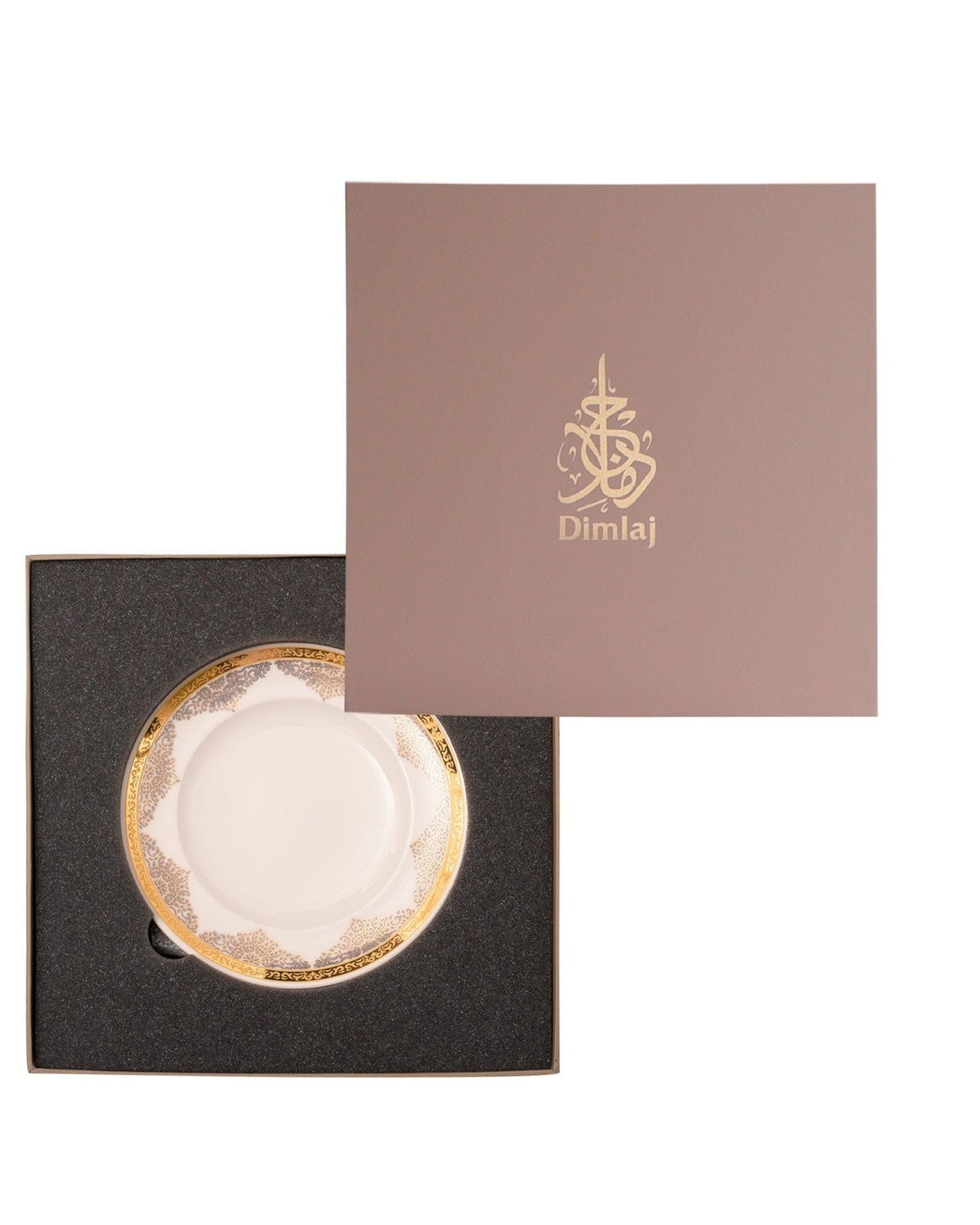 Dimlaj Selena Dessert Plates 6Pc Gold & Pink