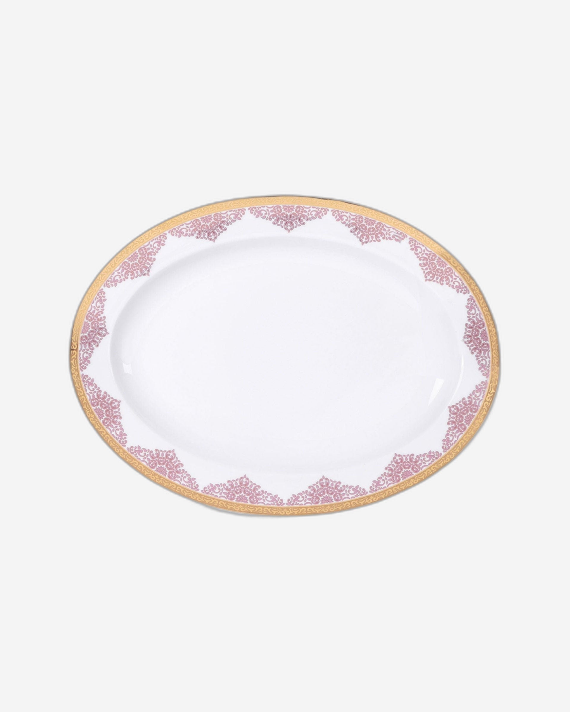 Dimlaj Selena Large Oval Charger Plate (Gold & Pink)