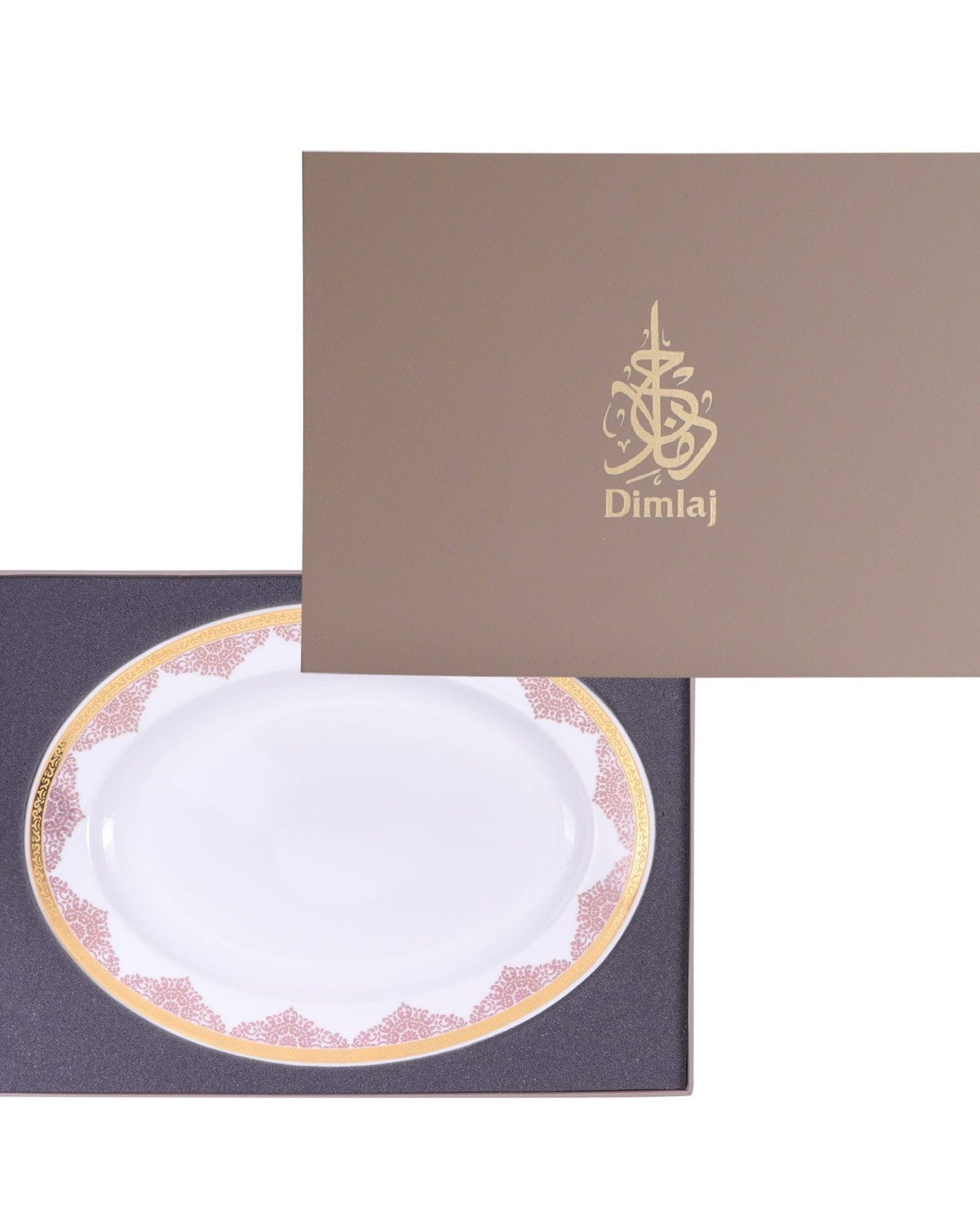 Dimlaj Selena Charger Plate Oval Large Gold & Pink