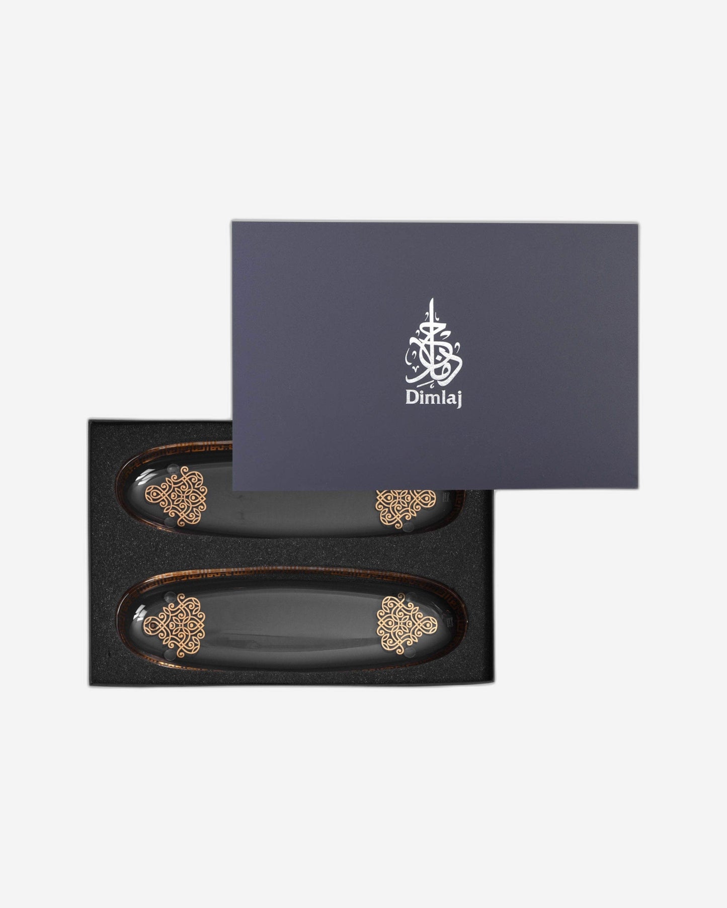 Dimlaj Shafa Oval Plates 2Pc Gold