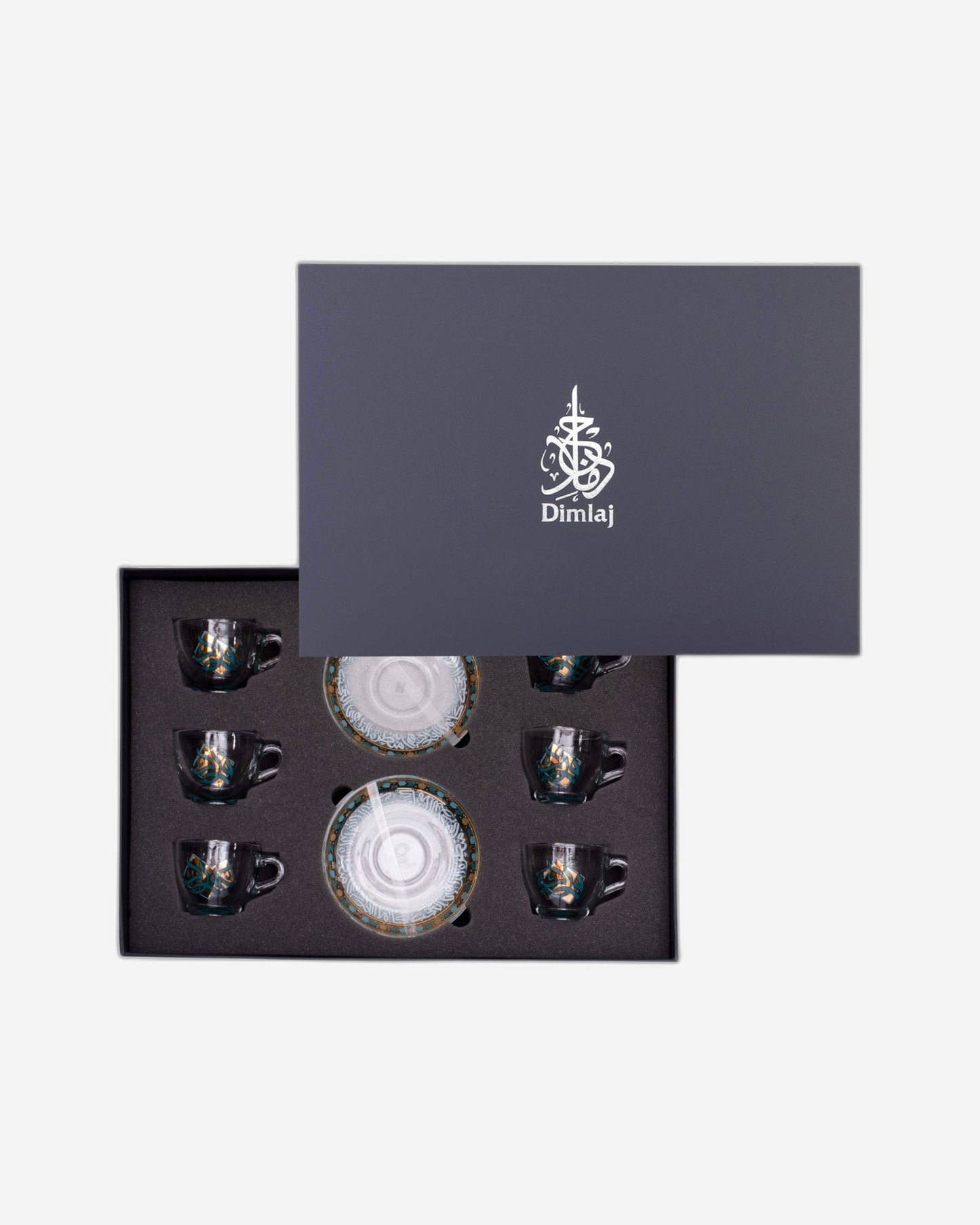 Dimlaj Wurood Espresso Set 6Pc Gold & Green