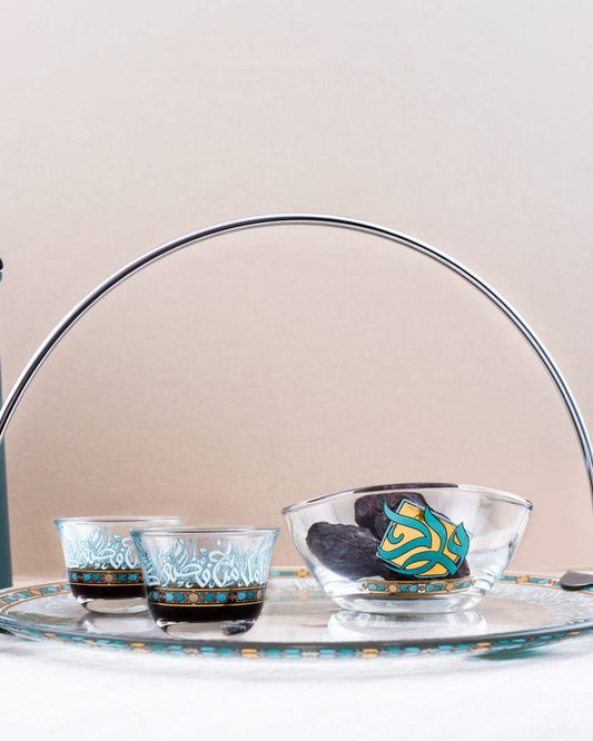 Dimlaj Wurood Cawa Cups 6Pc Gold & Green