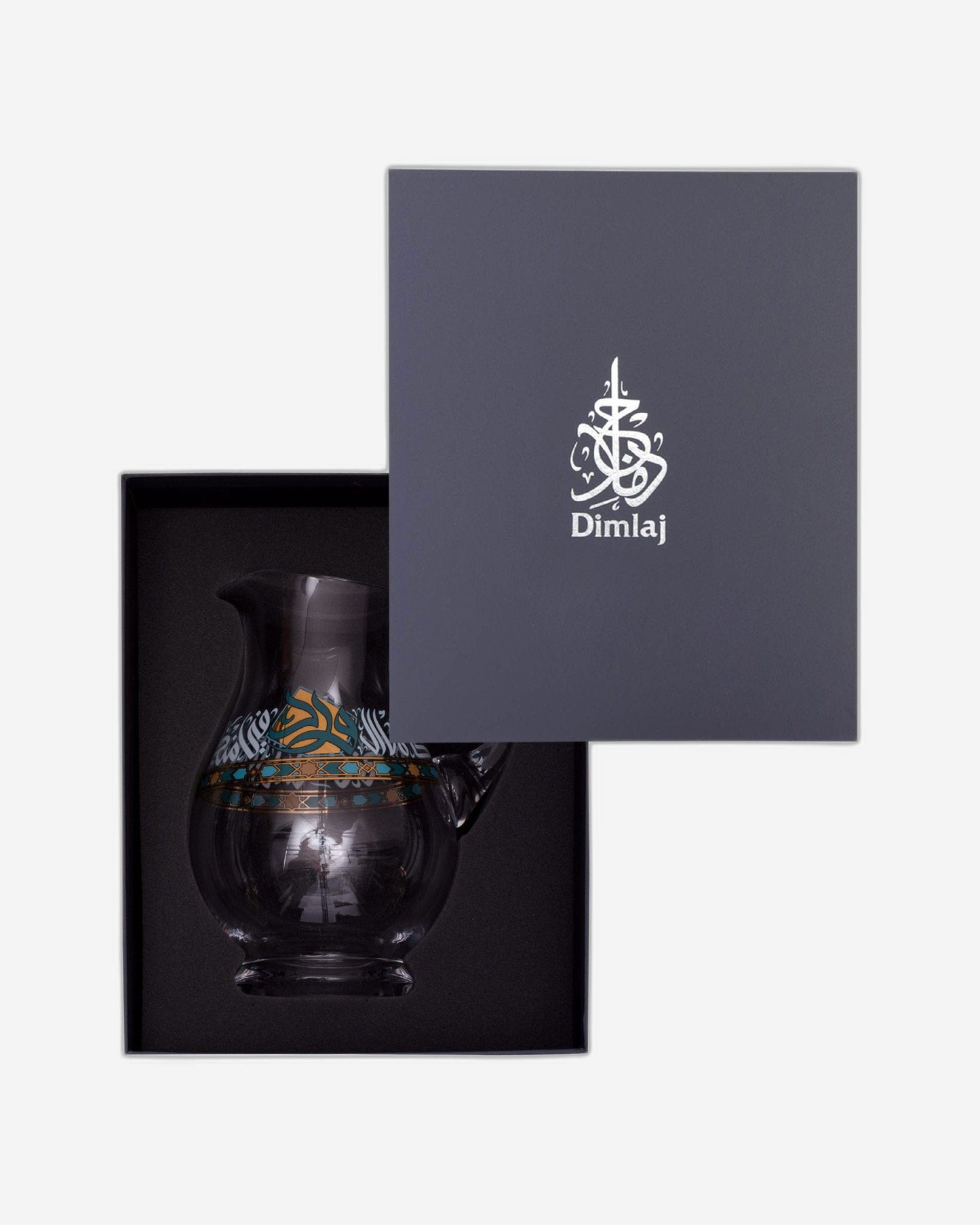 Dimlaj Wurood Jug Crystal with Handle Gold & Green