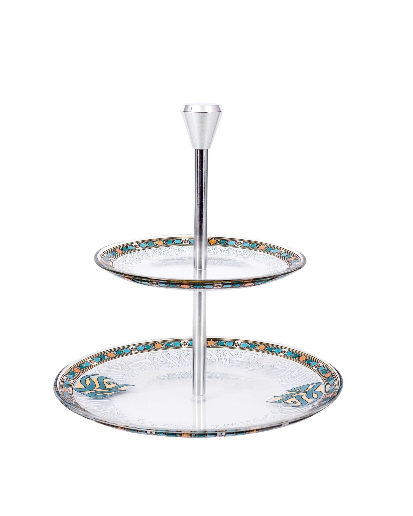 Dimlaj Wurood 2 Tiered Tray Gold & Green
