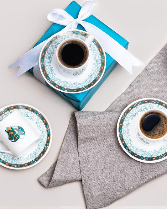 Dimlaj Wurood Turkish Coffee Cups (Gold & Green)