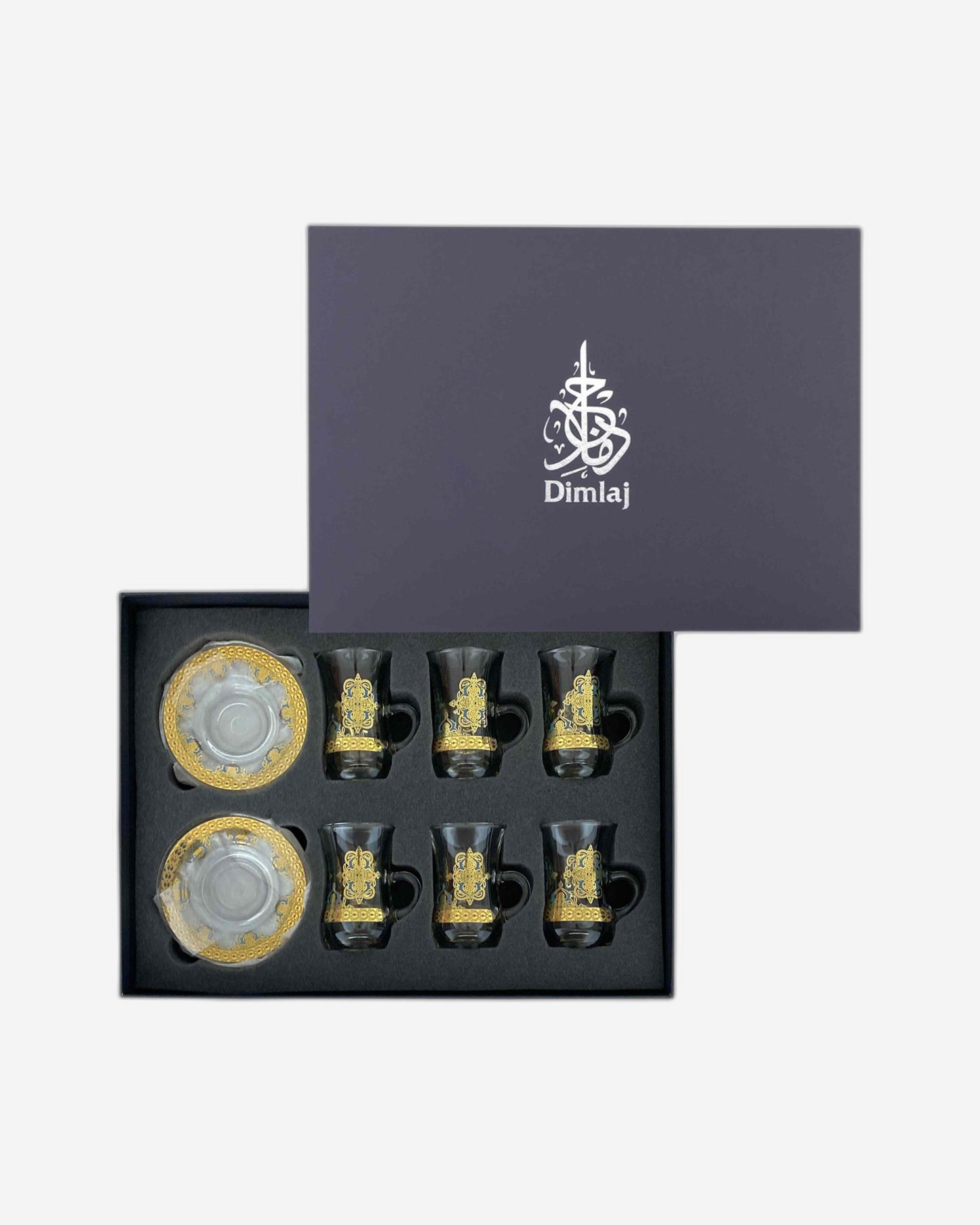 Dimlaj Rayhan Tea Istikanas & Saucers 6Pc Gold