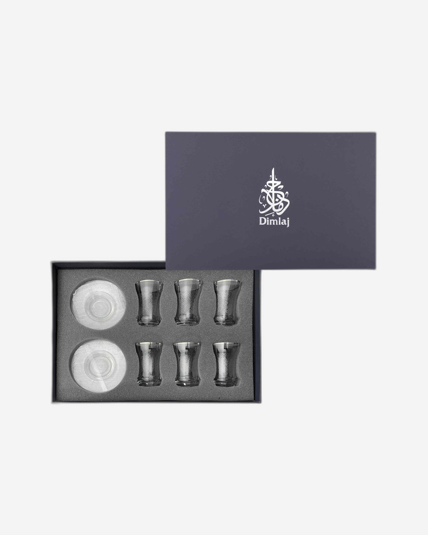 Dimlaj Perla Tea Cups & Saucers 6Pc Platinum